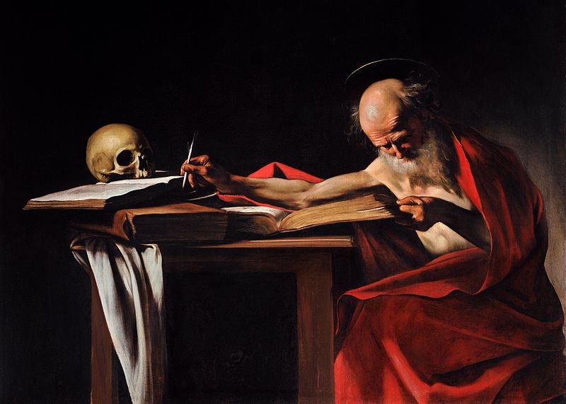“Aziz Jerome Yazarken” – Caravaggio (Saint Jerome Writing)
