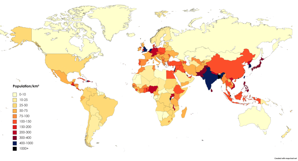 Biyoiktidar ve Nüfusun Yönetimi -V PopulationDensityMapPerSquareKilometre