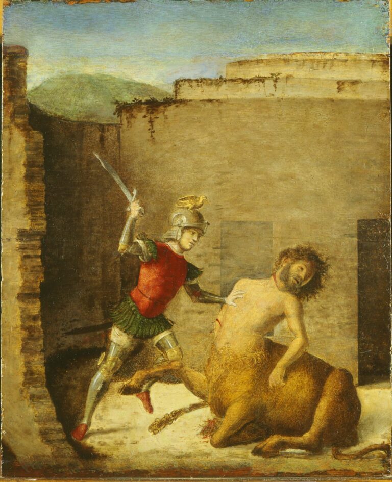 Theseus Minotor'u Katleden, 1505 (Theseus Slaying Minotaur, 1505) Giovanni Battista Cima da Conegliano