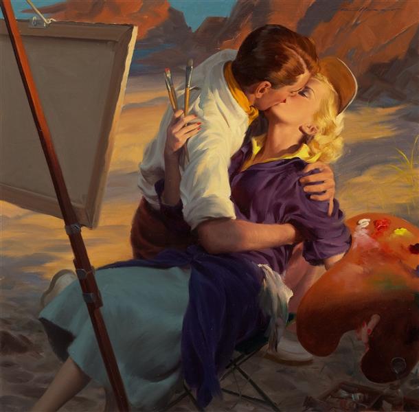 Tuvalde Aşk – Robert G. Harris’in “A Kiss from Johnny” Adlı Eserinde Estetik ve Arzunun Kesişimi a kiss from johnny mccall s magazine illustration 1952.jpgLarge 1