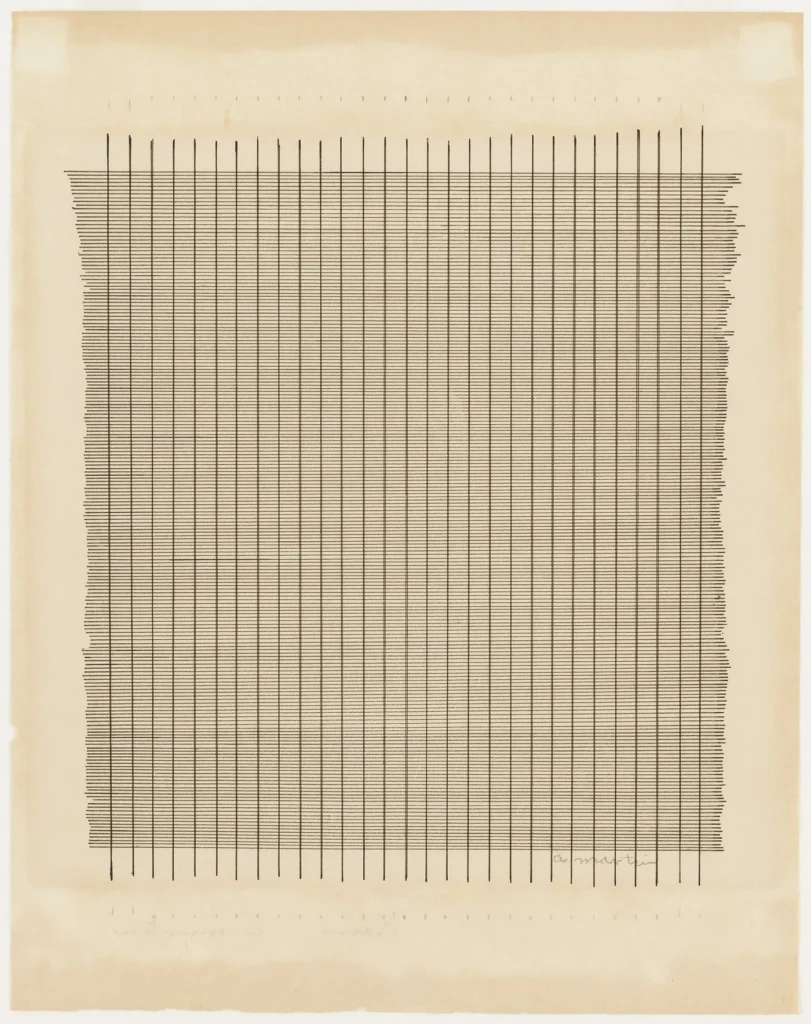 Minimalizm ve Sessizlik Arasında Tanrısal Boşluk -XVIII agnes martin a.drawing by