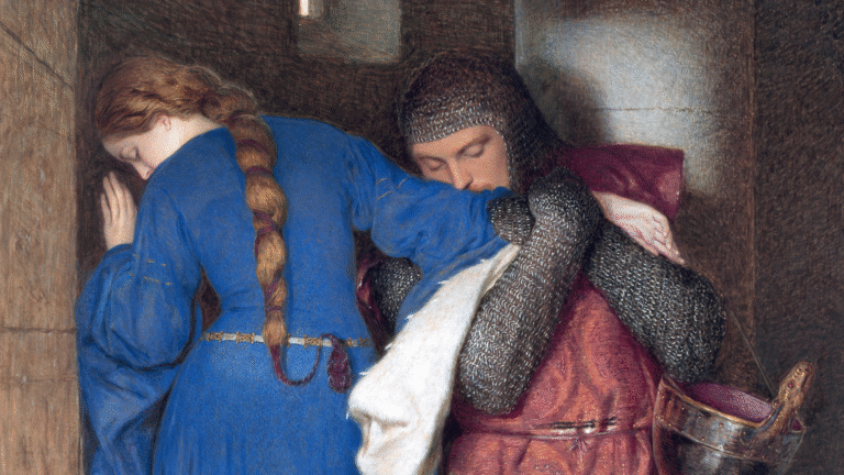 “The Meeting on the Turret Stairs” – Frederic William Burton, 1864