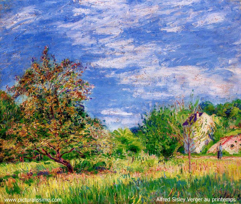 Alfred Sisley – Le Verger au Printemps, Louveciennes (İlkbaharda Bahçe, Louveciennes, 1873) sisley verger