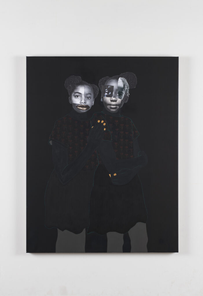 Deborah Roberts, 
Portraits: When they look back (No. 3) , 2020. Tuval üzerine karışık teknik kolaj. 112 x 86 cm. Sanat eseri © Deborah Roberts. Sanatçının izniyle; Vielmetter Los Angeles; ve Stephen Friedman Gallery, Londra. Görsel The Contemporary Austin'in izniyle.
Fotoğraf: Paul Bardagjy.
Kaynak: https://thecontemporaryaustin.org/exhibitions/deborah-roberts/
