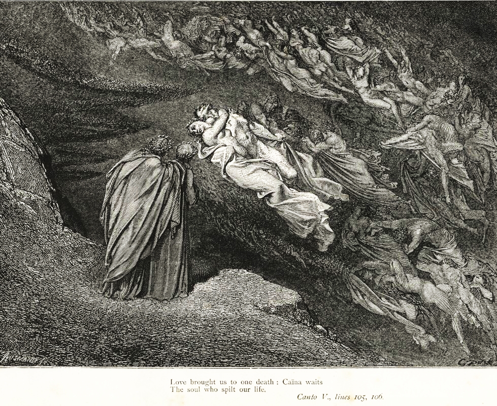 Cehennemin Katmanları: Doré’de Günahın Topografyası Gustave Dore Dante Alighieri Inferno Plate 16 Canto V Francesca di Rimini II