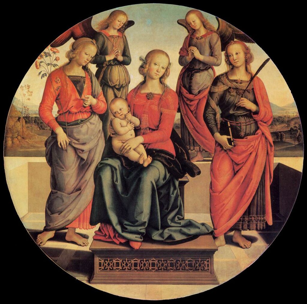 Pietro Perugino – Virgin and Child Enthroned with Angels and Saints
Tarihsel bağlam: Erken Rönesans sonu – Yüksek Rönesans geçişi
Kamu malı
Kaynak Wikimedia: https://commons.wikimedia.org/wiki/File:Pietro_Perugino_-_Virgin_and_Child_Enthroned_with_Angels_and_Saints_-_WGA17293.jpg