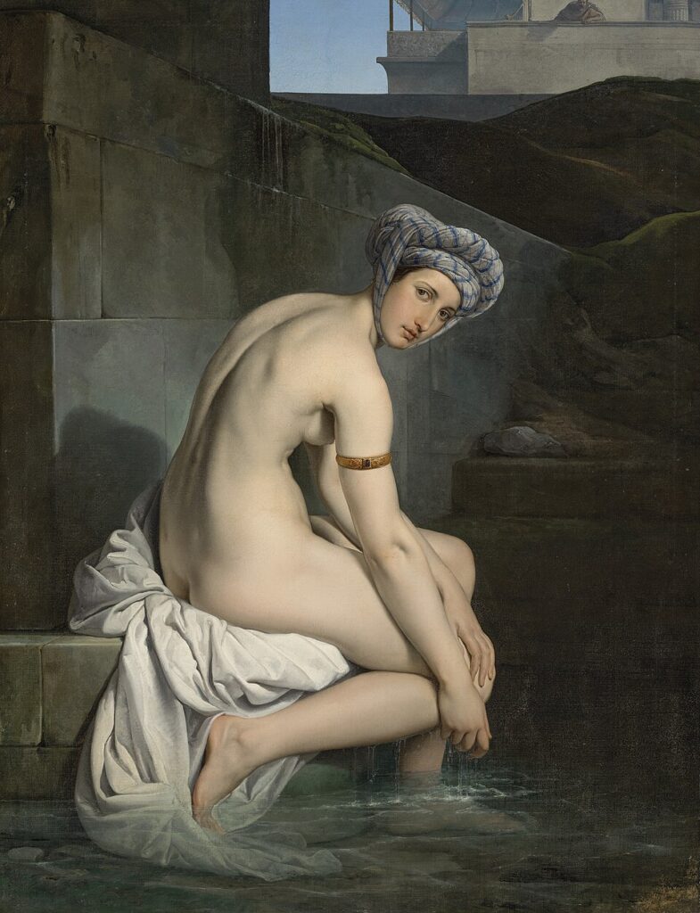 Francesco Hayez’in Bathsheba adlı tablosu, Eski Ahit’teki Bathsheba anlatısını hem erotik hem ahlaki temsillerle birleştirir. Figürün bakışı, izleyiciyi kral Davud’un yerine yerleştirir ve böylece sahneye ahlaki bir gerilim kazandırır.
Eser: Bathsheba Sanatçı: Francesco Hayez, yaklaşık 1827
Koleksiyon: Gallerie d’Italia – Milano Kaynak: Wikipedia
Lisans: Public Domain