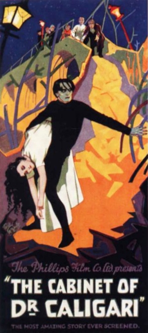 Dr. Caligari'nin Muayenehanesi filminin posteri.
Kaynak: https://commons.wikimedia.org/
wiki/File:CABINETOFDRCALIGARI-poster.jpg