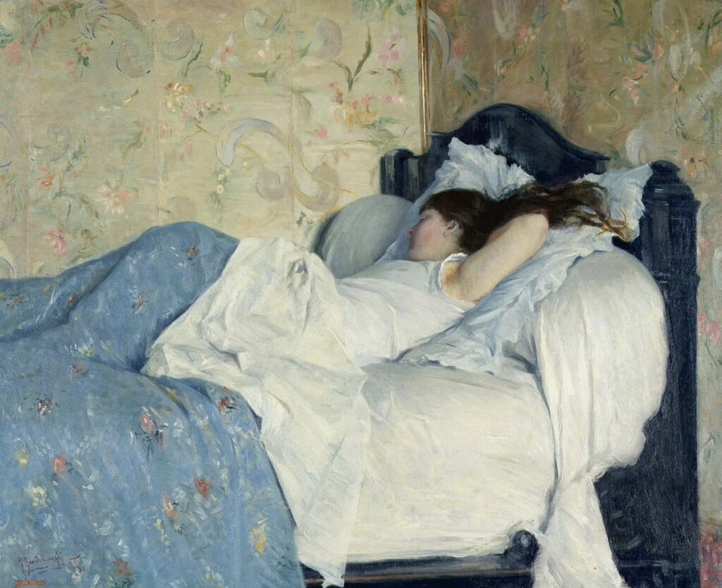Yatakta Federico Zandomeneghi, 1878
Zandomeneghi bu eserinde, yatakta yatan kadın figürünü bir tensel gevşeme ve iç sessizlik düzlemi olarak temsil eder. Empresyonizmin içine çekilen bir mahremiyet sahnesi.
Kaynak: https://commons.wikimedia.org/