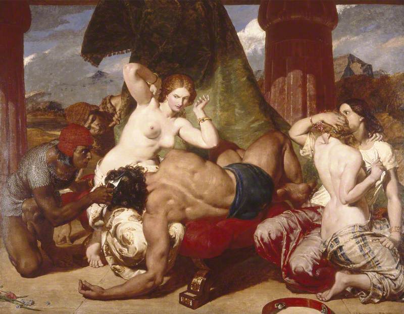 Frederick Richard Pickersgill – Samson Betrayed (İhanete Uğrayan Samson), 1882.
Gücün kırıldığı an, kadın bedeninin zarif bir aracı olduğu dramatik bir dönüşümle figüratif olarak temsil edilir.
Pickersgill, Frederick Richard; Samson Betrayed; Manchester Art Gallery; http://www.artuk.org/artworks/samson-betrayed-205813
Kaynak: https://commons.wikimedia.org/wiki/File:Frederick_Richard_Pickersgill_(1820-1900)-_Samson_Betrayed-1882.19-_Manchester_Art_Gallery.jpg