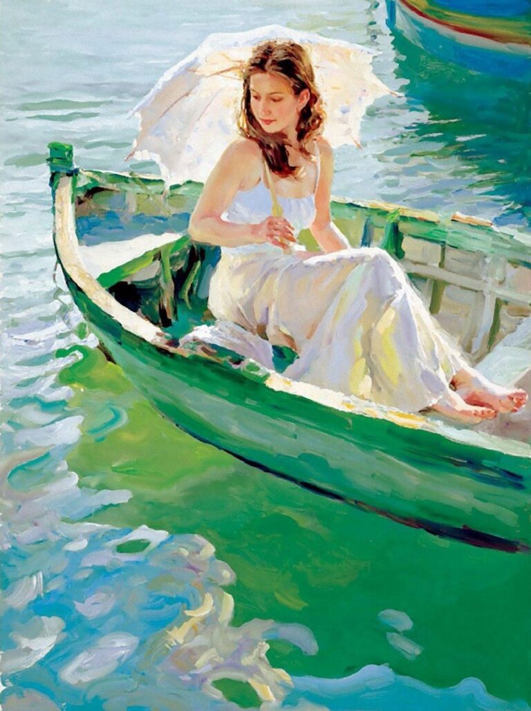 Göl Üzerinde Sessizlik: Vladimir Volegov’un Işığa Gömülmüş Kadın Figürü On the Lake By Vladimir Volegov b. 1957