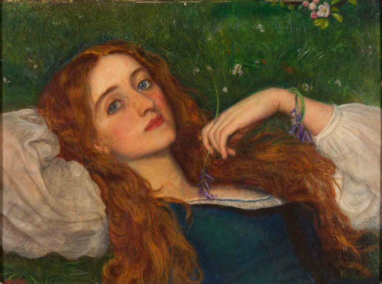 Arthur Hughes – In the Grass (Çimde) in the grass