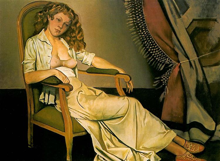 Balthus’un The White Skirt adlı tablosu, figürün hem erotik hem edilgin biçimde temsil edildiği, ama hiçbir zaman tam olarak ifşa edilmediği görsel bir gerilim sahnesidir. Bu, arzunun değil; boşluğun resmidir.
Eser: The White Skirt Sanatçı: Balthus, 1937 Koleksiyon: Özel Koleksiyon Kaynak: Wikiart Lisans: Public Domain