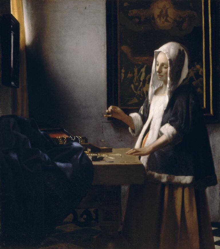 Woman Holding a Balance (Terazi Tutan Kadın) – Johannes Vermeer (yak. 1664) Woman Holding a Balance (Terazi Tutan Kadın) – Johannes Vermeer (yak. 1664) vermeer balance