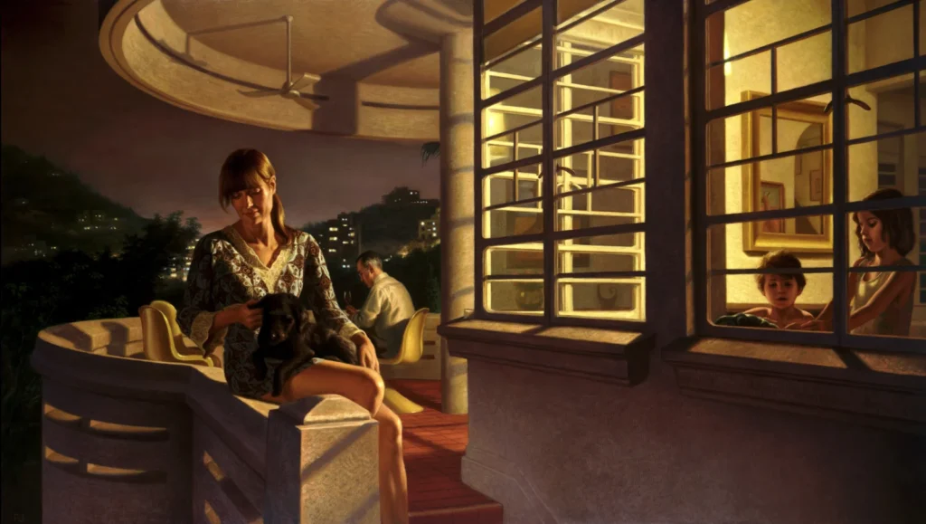 Ralph Heimans’ın Paula tablosu, çağdaş realizmin dramatik ışık diliyle modern aile hayatındaki yalnızlık ve sessizliği gözler önüne seren çarpıcı bir portredir.
Kaynak: https://www.ralphheimans.com/artworks/