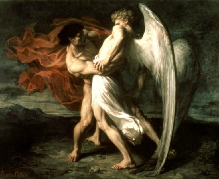 Melekle Güreşen Yakup / Jacob Wrestling with the Angel — Louis Leloir
