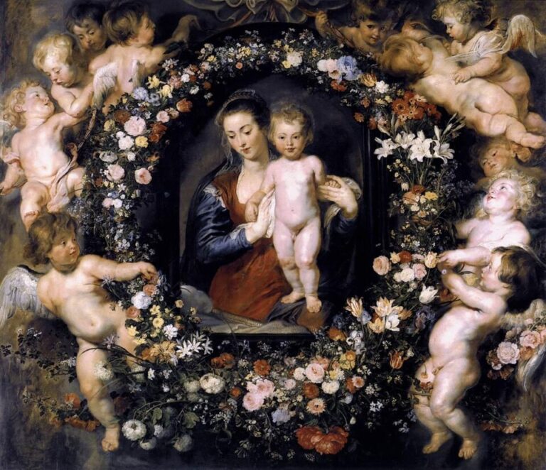 Peter Paul Rubens - Madonna ve Çocuk - Madonna on Floral Wreath
