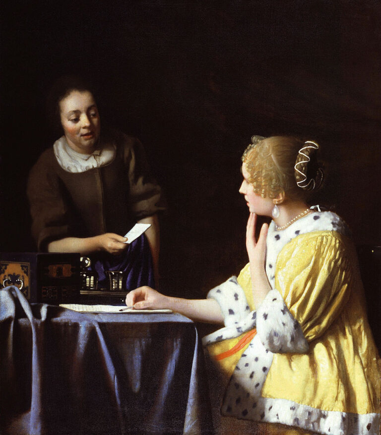 Mektup Tutan Hanım ve Hizmetçi — Lady and Maidservant Holding a Letter — Johannes Vermeer