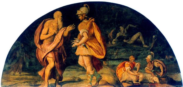 Odysseia'nın 11. kitabında Odysseus, katabasis sırasında peygamber Tiresias'ın ruhuna danışır .