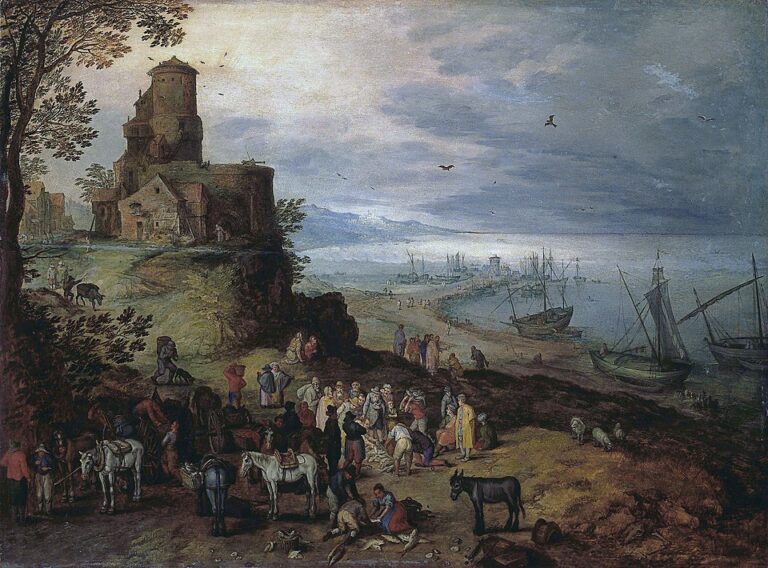 Jan Brueghel the Elder, Balık Pazarı (Aziz Petrus ve Andreas’ın Çağrılışı) / Fish Market (Calling the Apostles Peter and Andrew), 17. yüzyıl başları, yağlıboya.