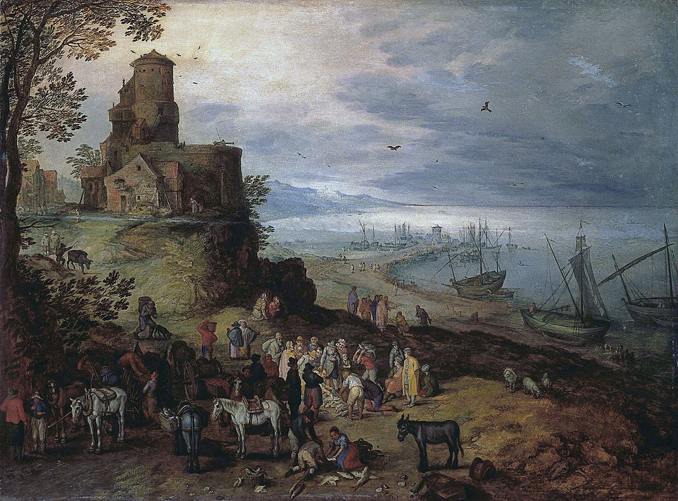 Jan Brueghel the Elder, Balık Pazarı (Aziz Petrus ve Andreas’ın Çağrılışı) / Fish Market
(Calling the Apostles Peter and Andrew), 17. yüzyıl başları, yağlıboya.