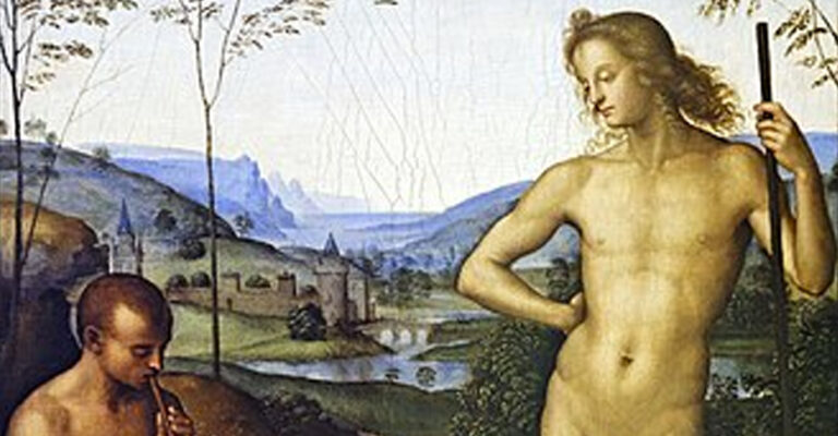 Apollon ve Marsyas / Apollo and Marsyas — Pietro Perugino (15. yüzyıl sonu) Pietro Perugino, Apollon ve Marsyas / Apollo and Marsyas (İtalyanca: Apollo e Dafni başlığıyla da anılır), 15. yüzyıl sonu, panel üzerine resim.