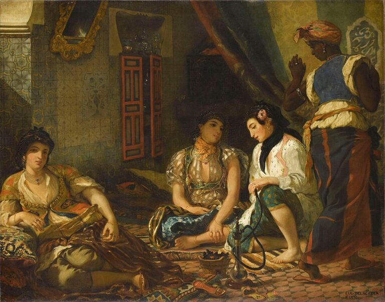 Cezayirli Kadınlar Dairelerinde / The Women of Algiers in Their Apartment — Eugène Delacroix Eugène Delacroix, Cezayirli Kadınlar Dairelerinde, 1834, tuval üzerine yağlıboya.