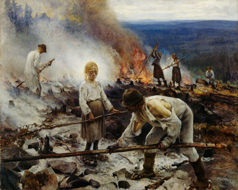 Eero Järnefelt, Boyunduruk Altında (Çalılık Yakma) — Under the Yoke (Burning the Brushwood), 1890’lar, tuval üzerine yağlıboya.
