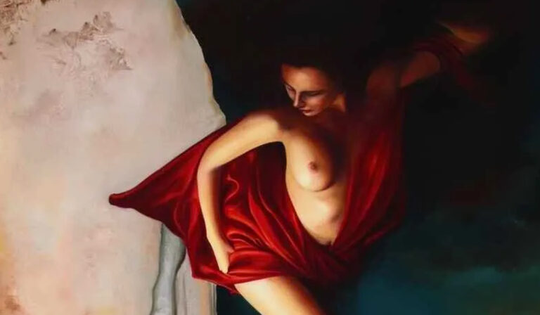 Persephone ve Demeter / Persephone and Demeter — Hüseyin Feyzullah (2013) Hüseyin Feyzullah, Persephone ve Demeter, 2013, tuval üzerine yağlıboya, 145 × 95 cm.