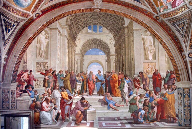 Raphael, Atina Okulu / The School of Athens, 1509–1511 (yakl.), fresk, Stanza della Segnatura, Vatikan.