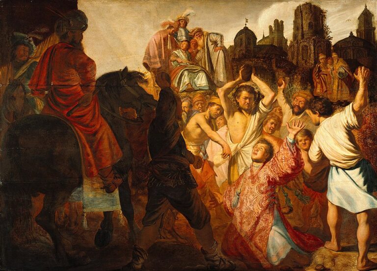 Rembrandt van Rijn, Aziz Stefanos’un Taşlanması, 1620’ler (yakl.), tuval/panel üzerine yağlıboya.