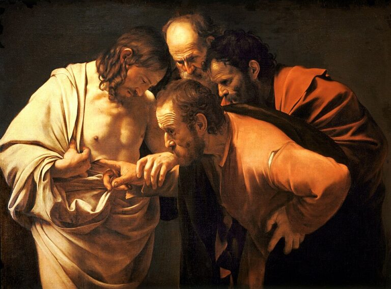 Caravaggio — “The Incredulity of Saint Thomas / Aziz Thomas’ın İnanmazlığı” — 1601–1602, yağlıboya, tuval.