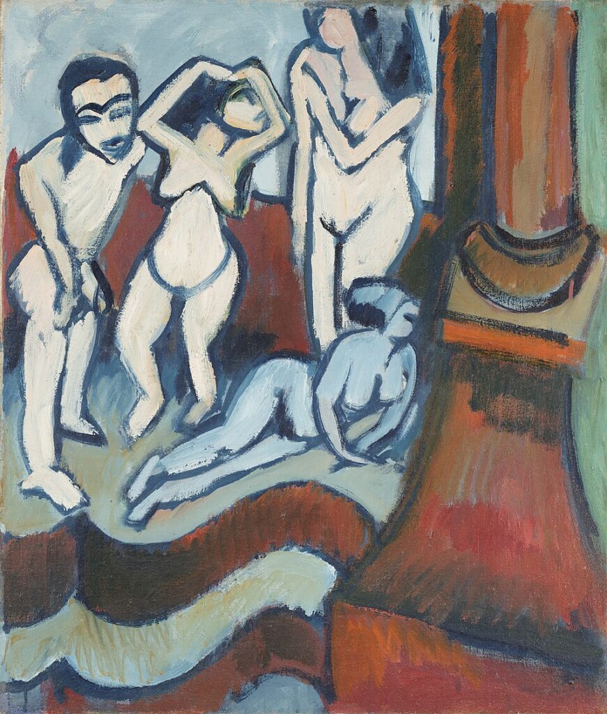 Ernst Ludwig Kirchner, Vier Holzplastiken / Four Wooden Sculptures / Dört Ahşap Heykel, 1912, tuval üzerine yağlıboya.