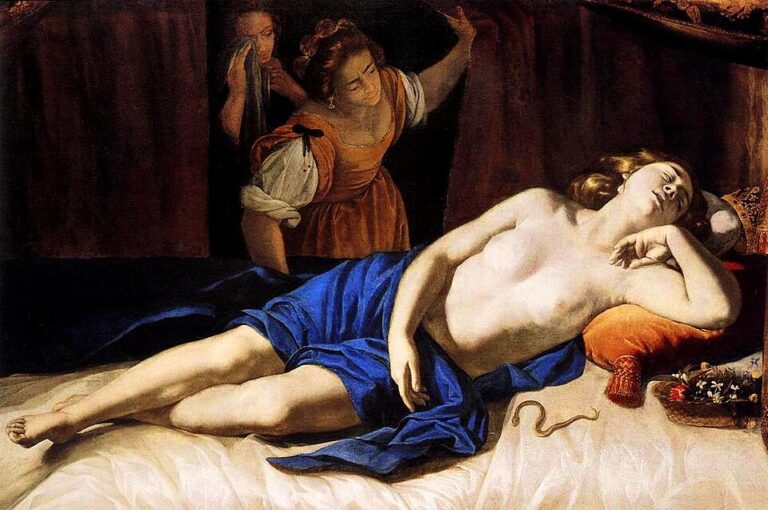 Artemisia Gentileschi, Cleopatra, Barok dönem tarihsel-dramatik kompozisyon.