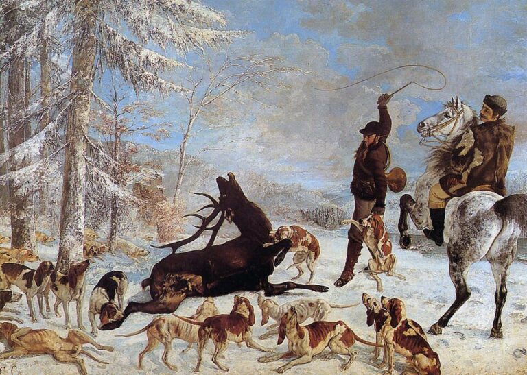 Geyik Avının Sonu / The Kill of Deer — Gustave Courbet Gustave Courbet, The Kill of Deer / Geyik Avının Sonu, 19. yüzyı