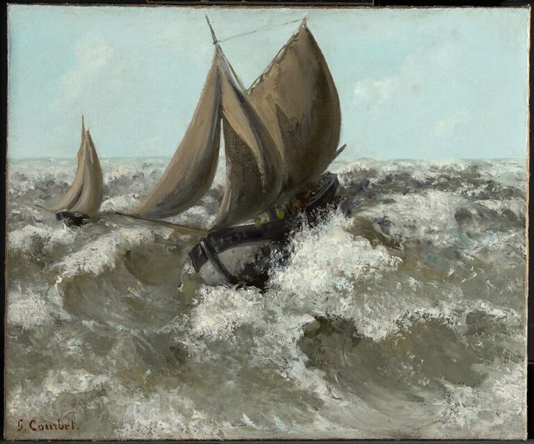 Yelkenli / The Sailboat (Seascape) — Gustave Courbet Gustave Courbet, The Sailboat (Seascape) / Yelkenli, yaklaşık 1869, Realizm etkili deniz manzarası.