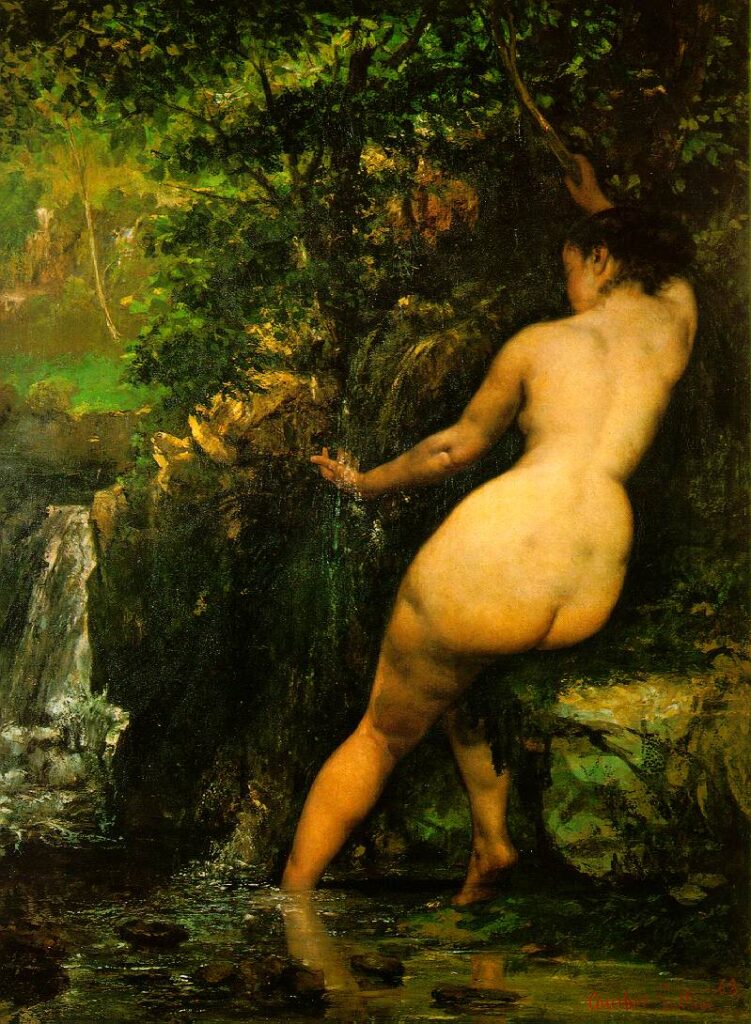 Gustave Courbet, The Source / Kaynak, 1868, Realizm etkili nü ve doğa kompozisyonu.
