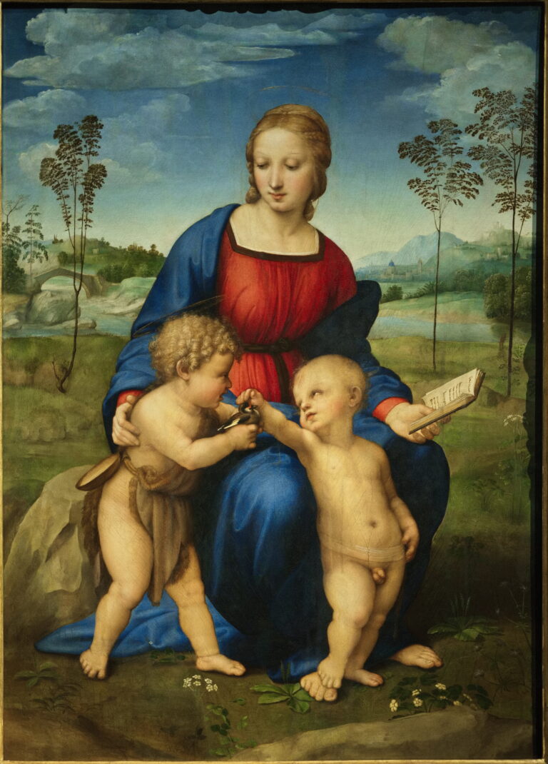 Raphael, Madonna del Cardellino, 1507, Yüksek Rönesans dönemi dinî kompozisyon.