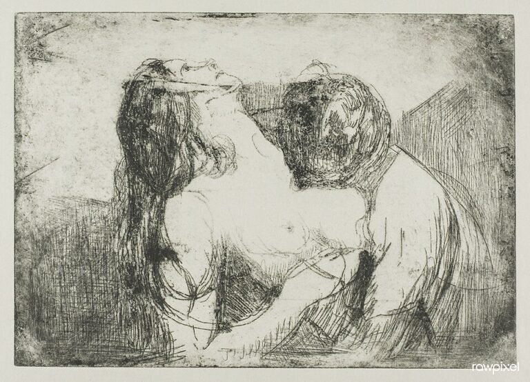 Edvard Munch, The Bite / Isırık, 1914, kuru kazı / gravür, kâğıt üzerine baskı