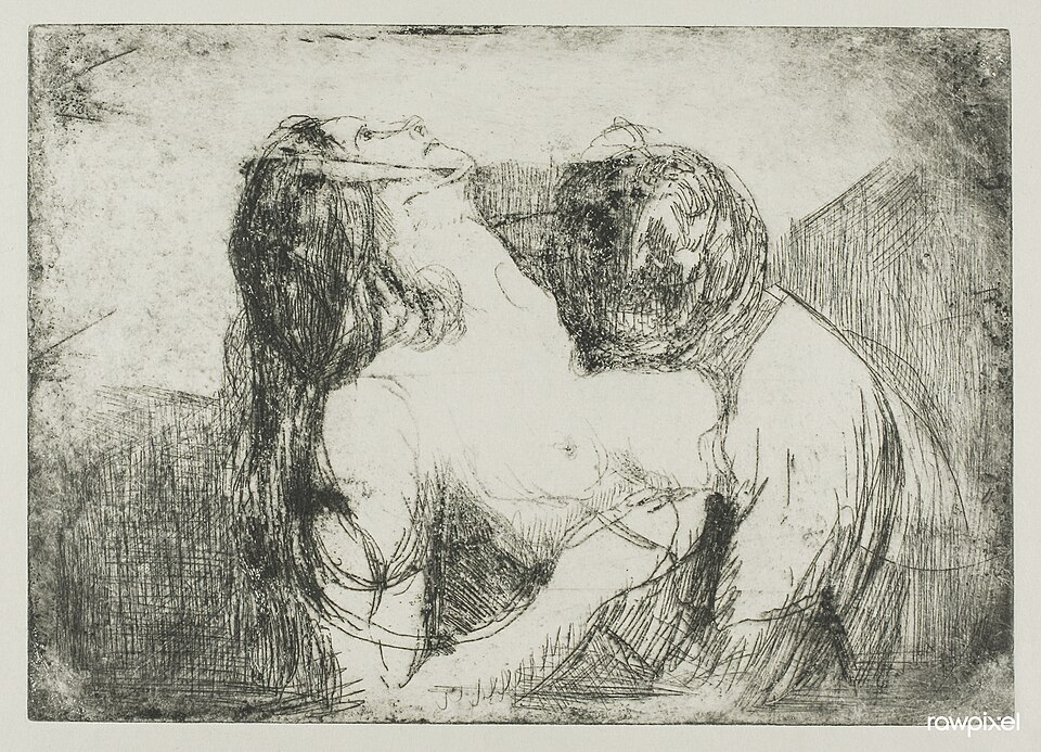 Edvard Munch, The Bite / Isırık, 1914, kuru kazı / gravür, kâğıt üzerine baskı