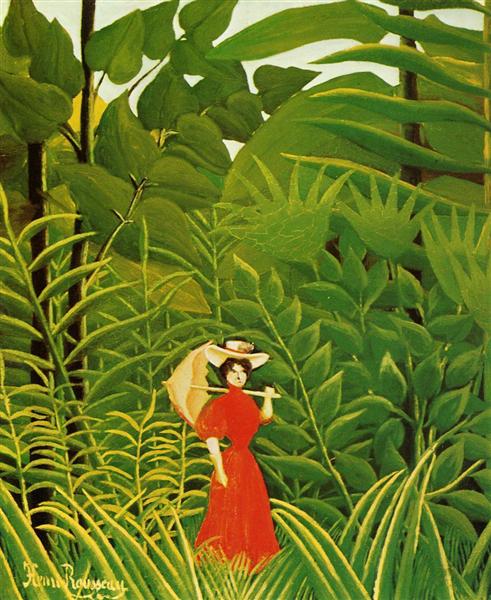 Henri Rousseau, Woman in Red in the Forest Henri Rousseau, Woman in Red in the Forest