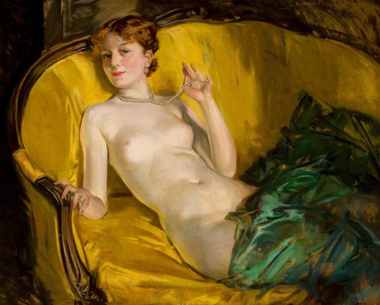 Howard Chandler Christy, İnci Takmış Nü / Nude Wearing Pearls
