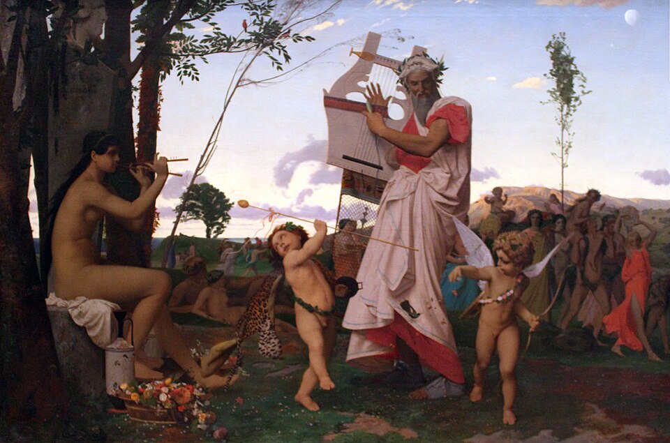 Jean-Léon Gérôme, Anacreon, Bacchus and Eros, 19. yüzyıl, akademik klasikçilik, mitolojik resim.