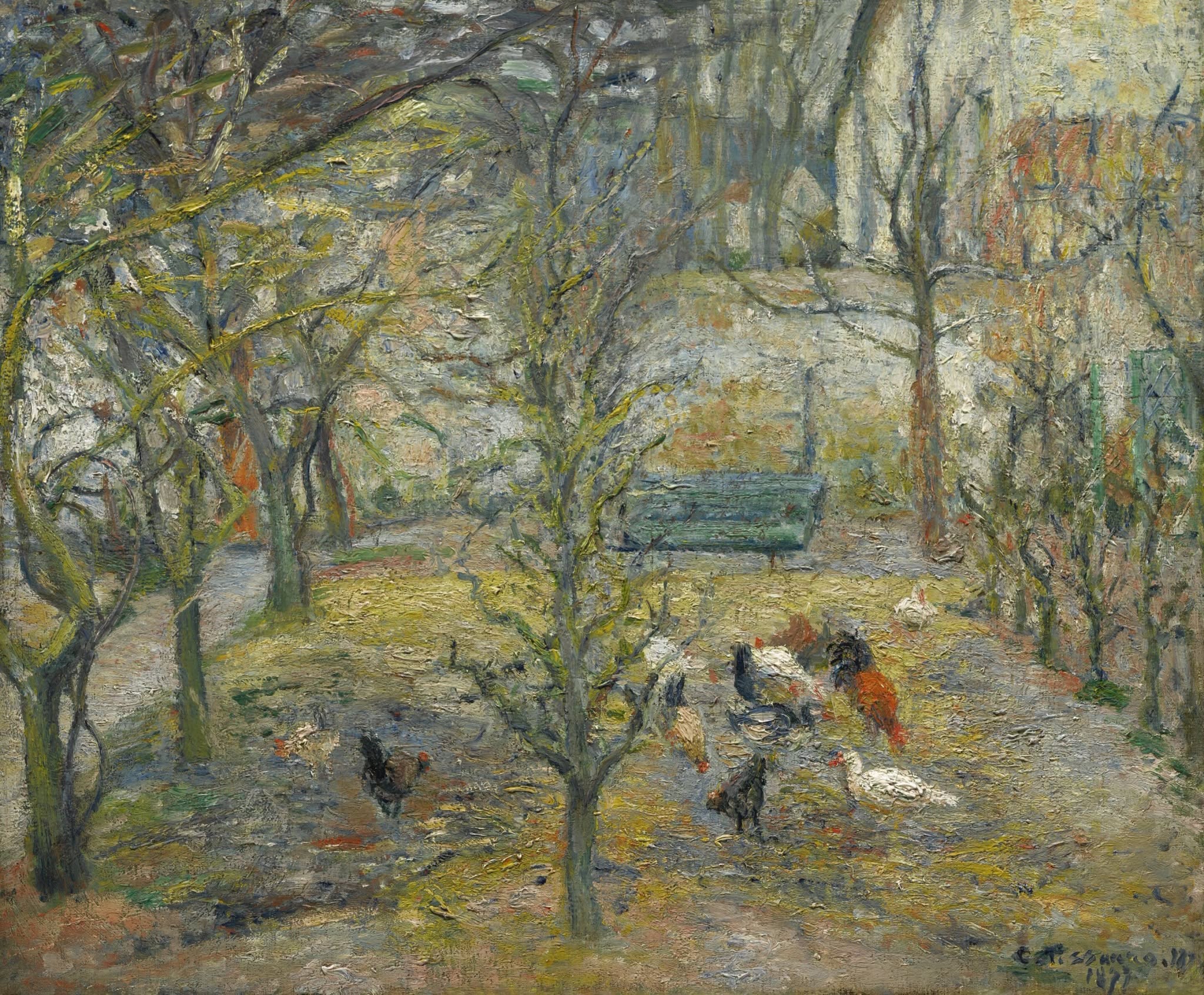 Camille Pissarro - Farmyard at the Red House, Pontoise , 1877