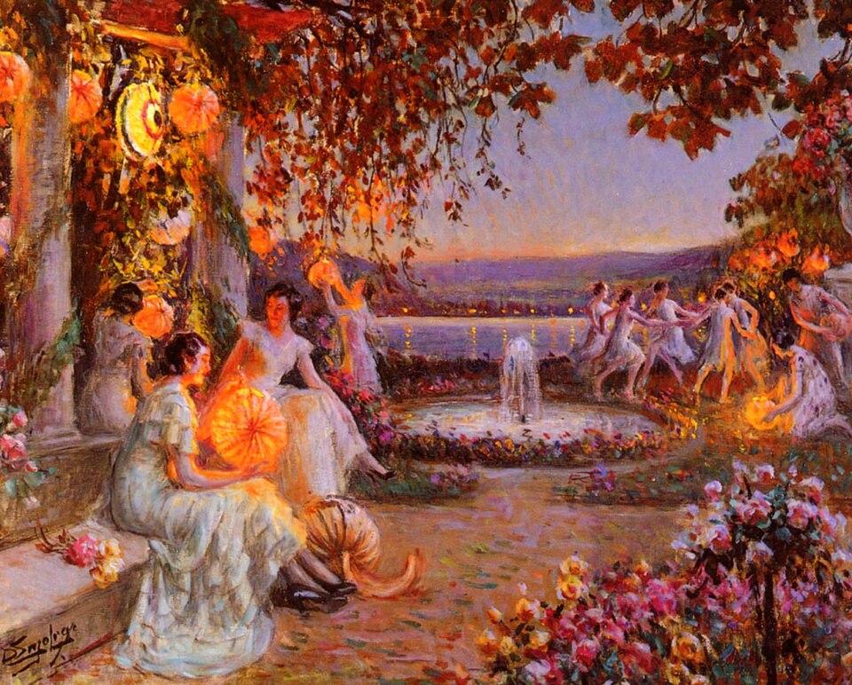 Delphin Enjolras, Les lampions, tarih bilinmiyor, akademik salon resmi / Belle Époque dış mekân figürasyonu.
