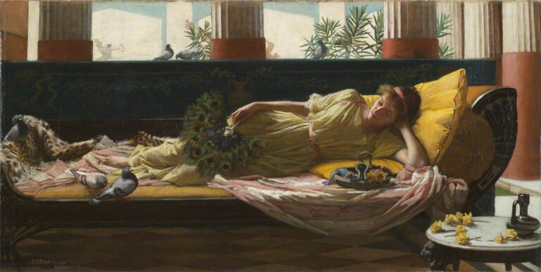 John William Waterhouse, Tatlı Tembellik / Dolce Far Niente, tuval üzerine yağlıboya.