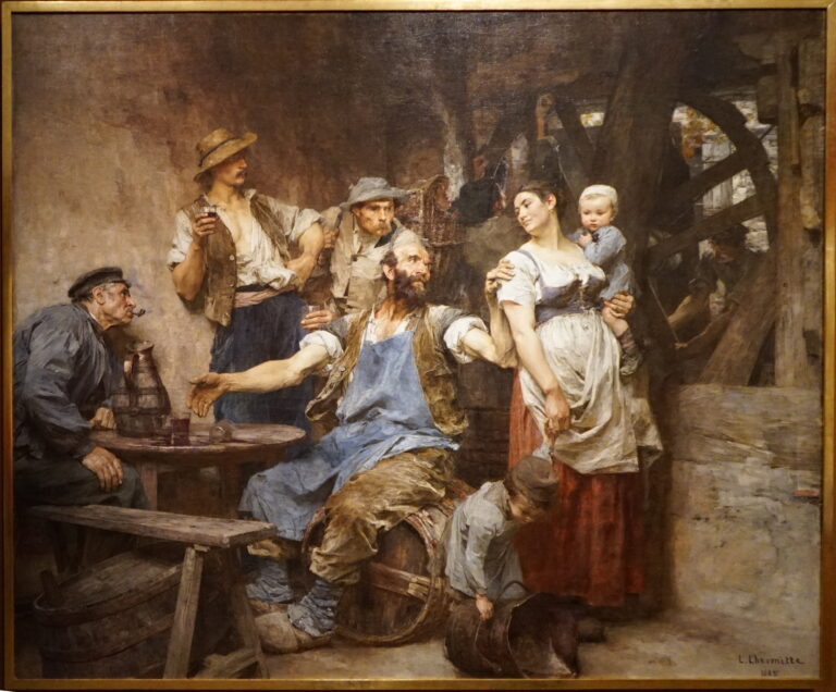 Şarap / Le Vin — Léon Augustin Lhermitte Léon Augustin Lhermitte, Şarap / Le Vin / The Wine, 1885, tuval üzerine yağlıboya.
