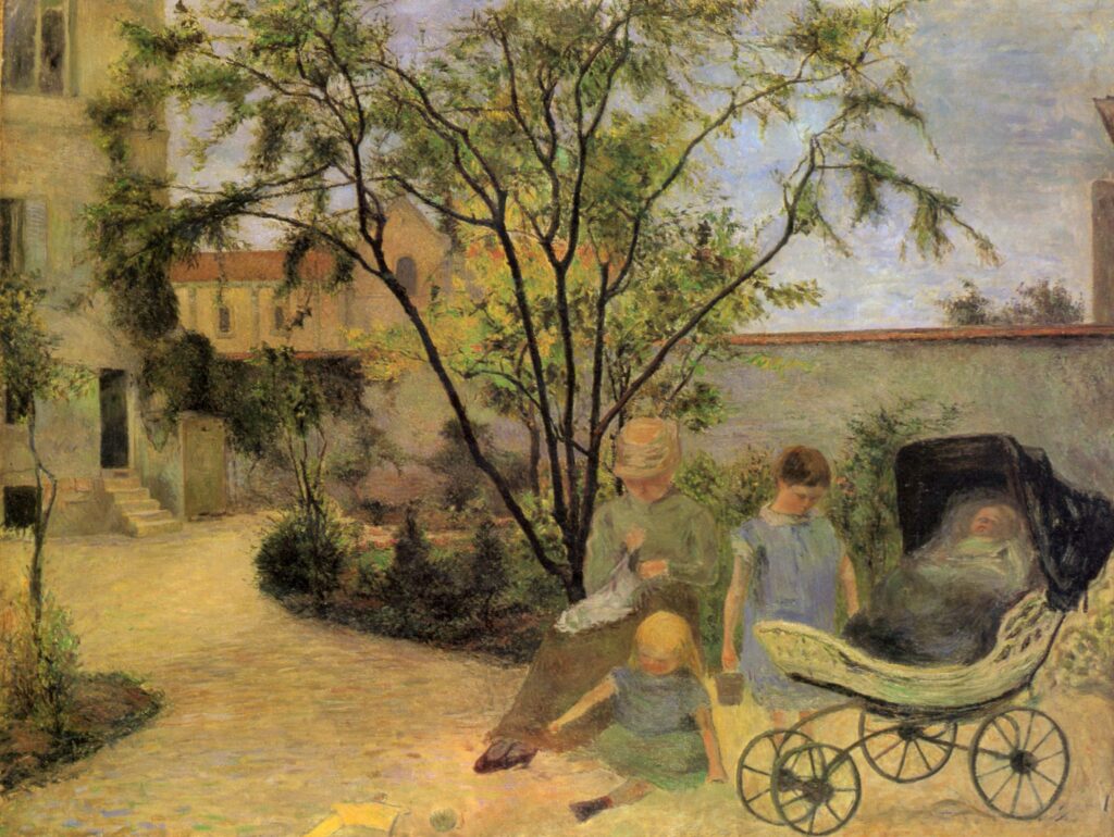 Paul Gauguin, Ressamın Ailesi Bahçede / La famille du peintre au jardin, rue Carcel / Figures in a Garden.