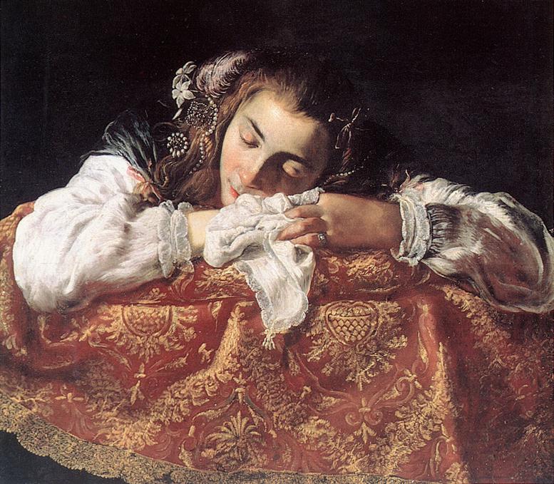Roma’da etkin bilinmeyen ressam, Uyuyan Genç Kadın, yaklaşık 1615–1620, tuval üzerine yağlıboya,