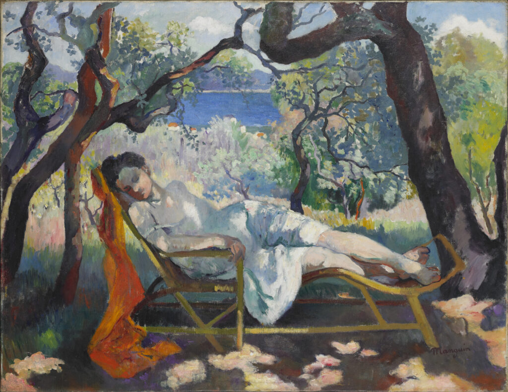Öğle Uykusu / La Sieste — Henri Manguin Henri Manguin 1905 La Sieste Le repos Jeanne oil on canvas 88.9 x 116.84 cm Villa Flora Winterthur. filomythos 1